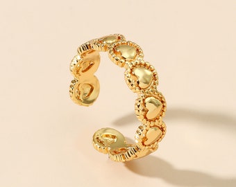 Anillo de corazón de oro • Anillo de regalo de corazón • Anillo de declaración • Anillo ajustable • Anillo lleno de oro • Anillo de amor • Anillo de corazones