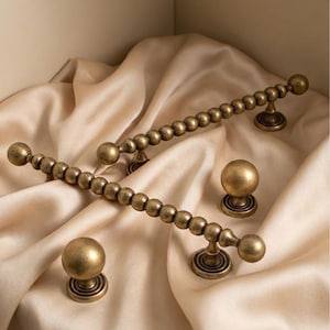 Vintage Cabinet Pulls/antique Brass Beaded Bar Handles, cabinet hardware, Wardrobe Doors Kitchen Cabinets pull knobs