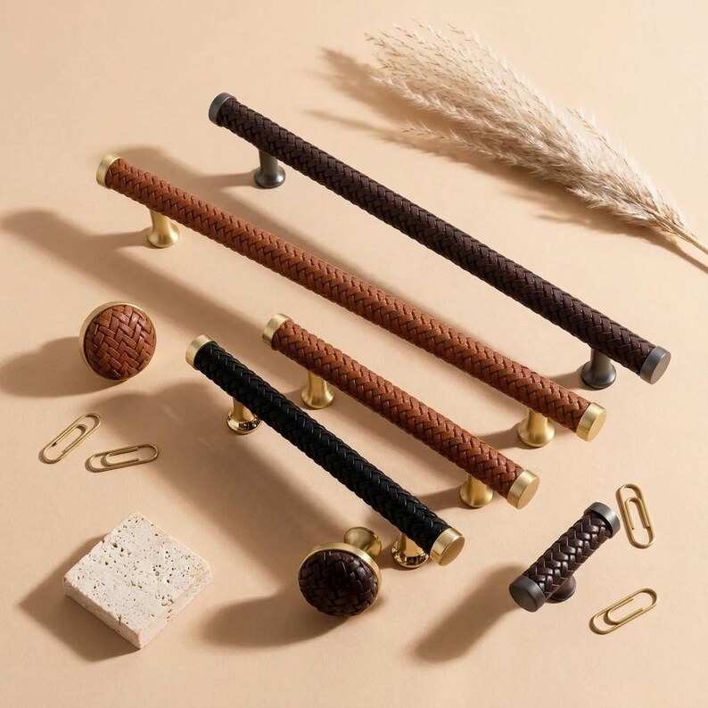 Cabinet drawer Knobs,modern handle Knobs, leather Knobs for Dresser, Wardrobe Kitchen Cabinets image 8