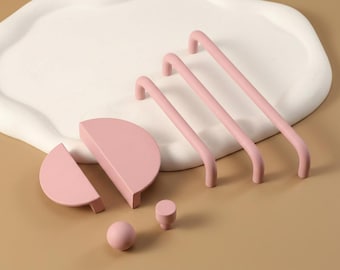 Tiradores modernos para armarios/tiradores de barra en rosa, azul, blanco, verde y negro, tiradores semicirculares para puertas de armarios y gabinetes de cocina.