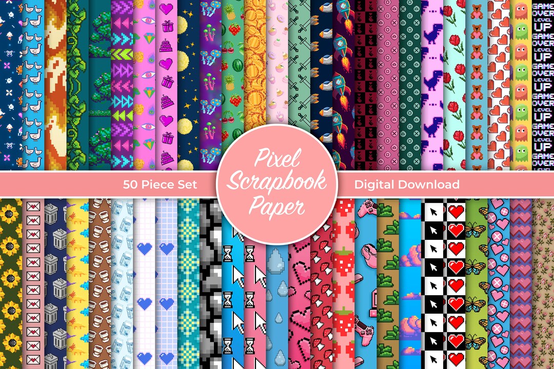 PIXEL: Scapbook Paper | 12x12" | Printable | Digital Download - Etsy