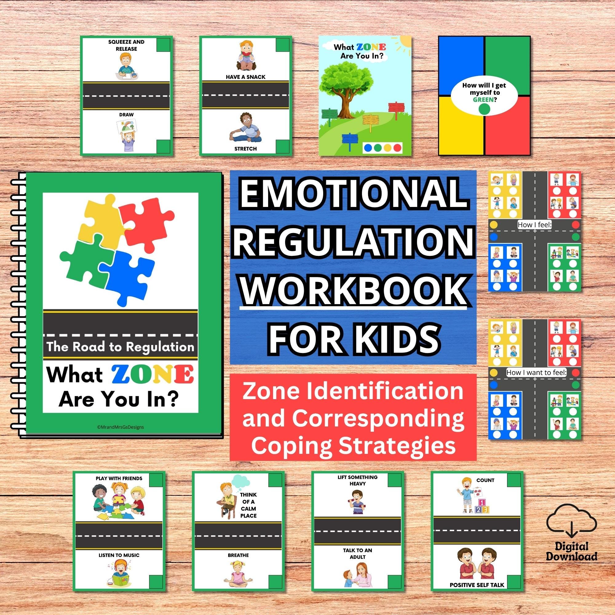 Emotional Regulation Workbook for Kids, Calming Corner Tool, Self ...