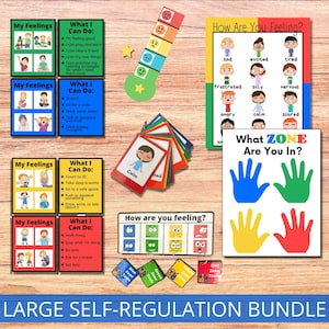 Self-Regulation Zones LARGE Bundle, Calming Corner Tools, Emotional Regulation Flashcards, ASD Visuals, ADHD Support, School Counselor, sel