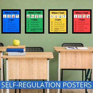 Poster sulle zone di autoregolamentazione, sentimenti visivi per i bambini, strumenti per calmare, identificare le emozioni, supporto per l'autismo, strategie di coping, ADHD