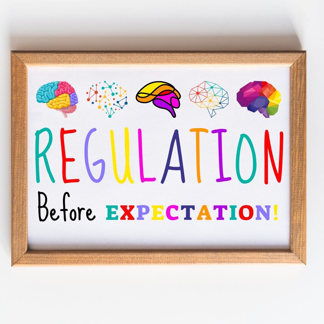 Regulation Before Expectation Poster, Neurodiversity Digital Art Print, Brain Art for Therapy