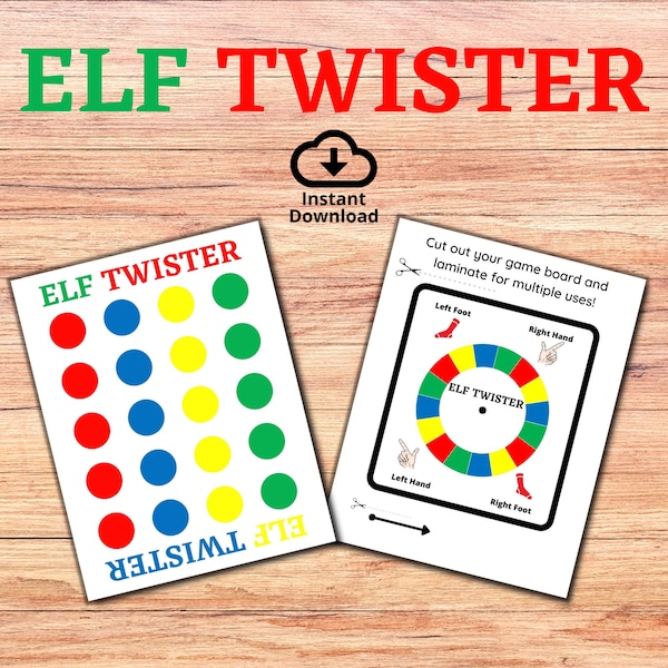 Elf Twister Printable Game, Easy Elf Idea, Elf Game Printable, Christmas Elf Prop, Shelf Elf Accessory, Last Minute Activity, Printable Prop