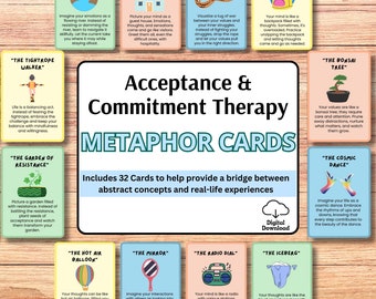 Acceptance and Commitment Therapy Metaphor Cards, ACT Therapist, Anxiety Support, Defusion, Psychological Flexibility, Cognitive Mind