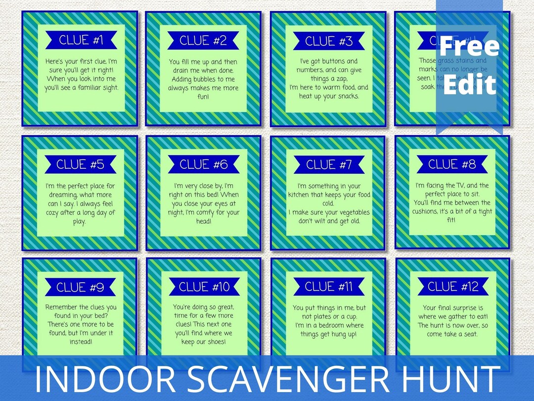 Indoor Scavenger Hunt Printable, Treasure Hunt for Kids, Scavenger Hunt ...