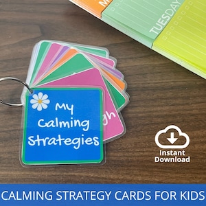Tarjetas de estrategias calmantes para niños, Herramienta de ansiedad, Rincón calmante, Regulación emocional, Habilidades de afrontamiento infantil, Consejero escolar, Oficina de terapia