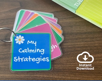 Tarjetas de estrategias de calma para niños, herramienta para la ansiedad, rincón de la calma, regulación emocional, habilidades de afrontamiento infantil, consejero escolar, consultorio de terapia