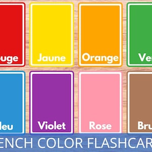 FRENCH COLORS PRINTABLE flashcards, basic French vocabulary, France classroom resource, word cards, learning French, homeschool kids