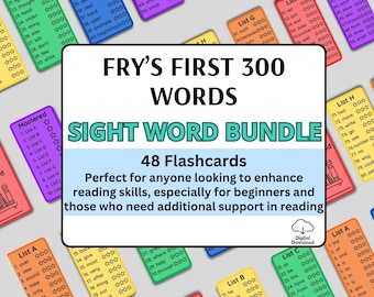 Fry's Erste 300 Sichtwörter druckbare Karteikarten, Kindergarten-2nd Grade Sichtwörter, Hochfrequenzwort Karteikarten, Wortwand für das Klassenzimmer