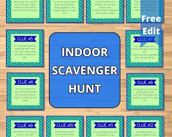 Indoor Scavenger Hunt Printable, Treasure Hunt For Kids, Scavenger Hunt Clues, Indoor Activity Idea, Birthday Party Game, Rainy Day Activity