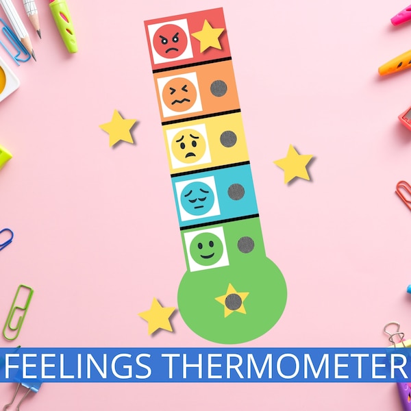 Feelings Thermometer Visual, Self-Regulation Zones Tool, Calming Corner Tools, Identifying Emotions, Autism Support, Coping Strategies, ADHD
