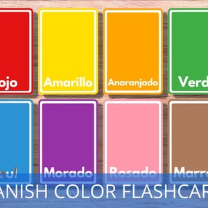 SPANISH COLORS PRINTABLE flashcards, basic Spanish vocabulary, Spanish classroom resource, language cards, learning Spanish, homeschool kids