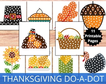 Thanksgiving Do-A-Dot Painting, Q-Tip Bundle, Thanksgiving Fine Motor Activity For Kids, Printable Toddler Craft, Montessori Worksheet