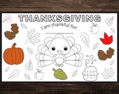 THANKSGIVING coloring placemat - Thanksgiving printable - Thanksgiving Coloring Page - Thanksgiving kid activity - Kids place setting