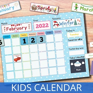 Perpetual Calendar for Kids, Preschool Calendar Board, Homeschool Calendar, Kids Calendar Printable, Montessori Materials, Busy Binder