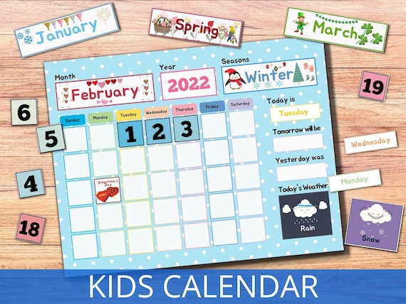 Perpetual Calendar for Kids, Preschool Calendar Board, Homeschool Calendar,  Kids Calendar Printable, Montessori Materials, Busy Binder - Etsy