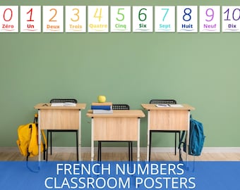 French Numbers Poster Set, French Classroom, Basic French vocabulary, France Classroom decor, France class, learning French