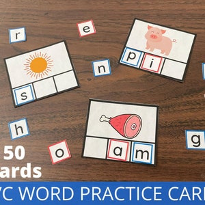 CVC Words Printable, Phonics Cards, Beginning Sounds, Early Reading Practice Cards, Science Of Reading, Phonemic Awareness Summer Activity