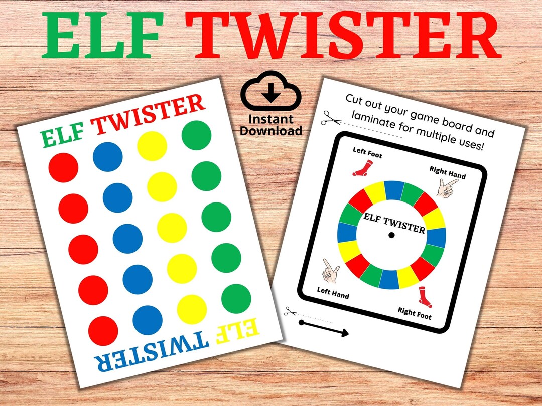 Elf Twister Printable Game Easy Elf Idea Elf Game Printable - Etsy