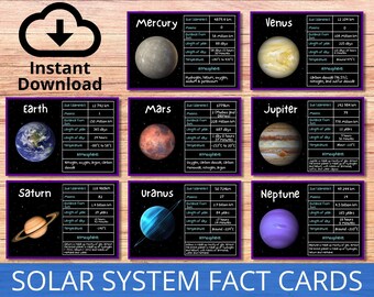 school project solar system Solar System Fact Cards, Planets Printable, Homeschool solar system unit, Planet Flashcards, Science Worksheets, Planet Information Cards