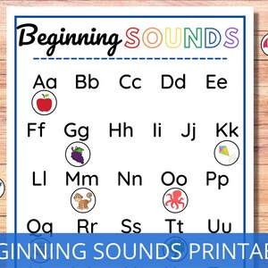 Beginning Sounds Printable, Learn to Read, Busy Binder, Kindergarten ...