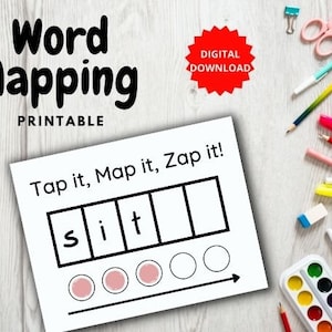 Word Mapping druckbar, CVC-Wortlisten-Aktivität, orthografische Zuordnung, Wissenschaft des Lesens, phonemische Bewusstheits-Aktivität, Sichtwort-Praxis