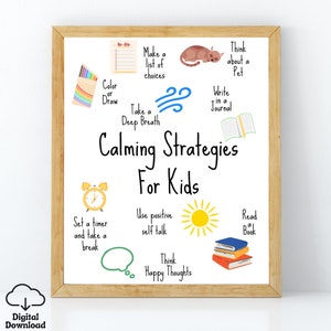 Calming Strategies For Kids, Coping Skills Poster, ADHD Support, Emotional Self Regulation, ASD Anxiety Tool Kit, Anger Management, CBT