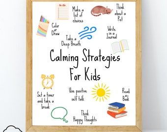 Calming Strategies For Kids, Coping Skills Poster, ADHD Support, Emotional Self Regulation, ASD Anxiety Tool Kit, Anger Management, CBT