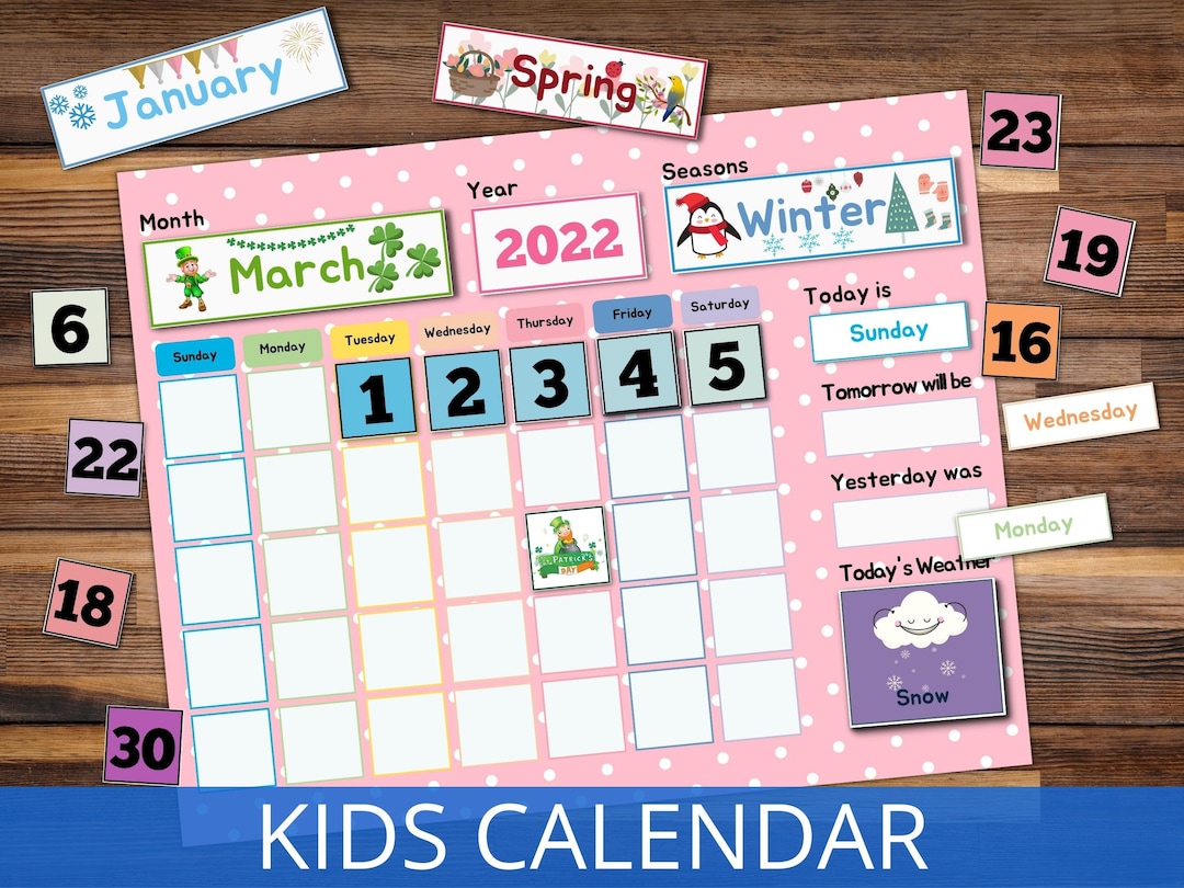 Preschool Calendar Board, Perpetual Calendar for Kids, Homeschool ...