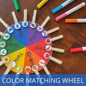 Color Matching Wheel, Preschool Curriculum, Teaching Colors, Toddler Activity, Homeschool Printable, Fine Motor Skills, Busy Binder
