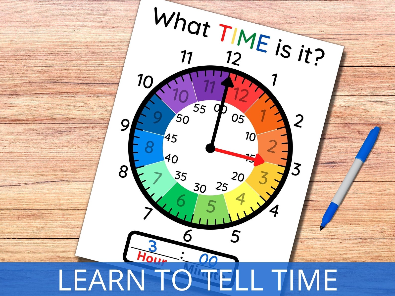 Learn to Tell Time Printable Clock Homeschool Activity Kids | Etsy