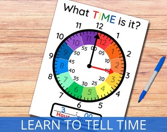 Apprendre à lire l'heure, Horloge imprimable, Activité scolaire à la maison, Jeu d'apprentissage pour les enfants, Horloge éducative, Compétences essentielles pour les enfants, Jeu de classeur occupé