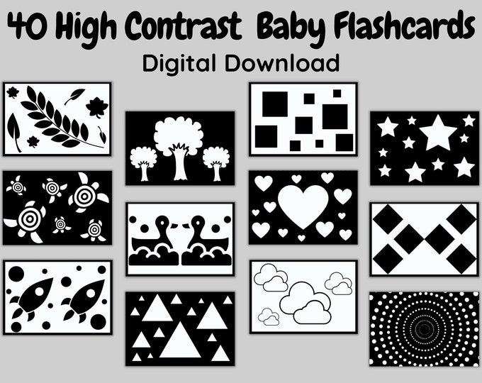 PRINTABLE High Contrast Baby Cards. Monochrome Sensory Flash Cards ...