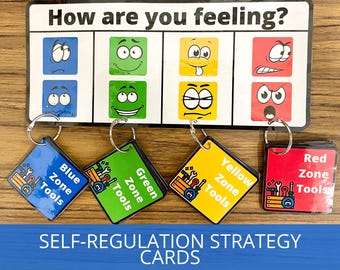 Selbstregulierungszonen-Lösungskarten für Kinder, zum Verstehen Ihrer Zone, beruhigende Ecke, Identifizieren von Emotionen, ASD-Unterstützung, Bewältigungsfähigkeiten