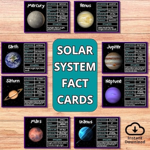 Cartes d'information sur le système solaire, Cartes-éclair de la planète, Cartes-éclair de l'espace, Cartes-éclair imprimables pour la classe, Ressources pédagogiques et pédagogiques, Enseignement à domicile