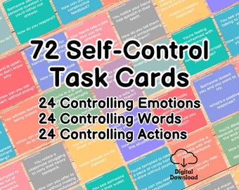 Self-Control Task Cards, Self-Regulation & Executive Functioning Skills Coping Strategies, Social Skills, Kid ADHD Resource, Impulse Control