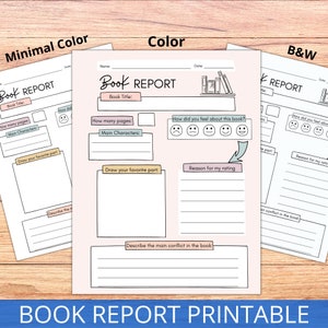 Book Report - Book Review - Printable book report - reading worksheet - reading log - reading tracker - kids activity - homeschool - pdf