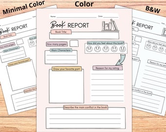 Book Report - Book Review - Printable book report - reading worksheet - reading log - reading tracker - kids activity - homeschool - pdf