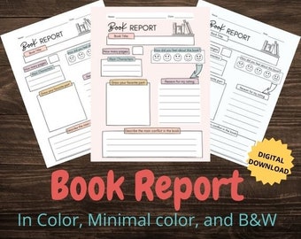Rapporto del libro - Recensione del libro - Rapporto del libro stampabile - foglio di lavoro di lettura - registro di lettura - tracker di lettura - attività per bambini - scuola a casa - pdf