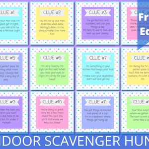 Indoor Scavenger Hunt Printable, Treasure Hunt for Kids, Scavenger Hunt ...