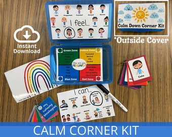 Calm Corner Kit, Printable Emotional Regulation Kit for Kids, Learning Feelings, Self-Regulation Zones, Chill Skills Kit, Sensory Break