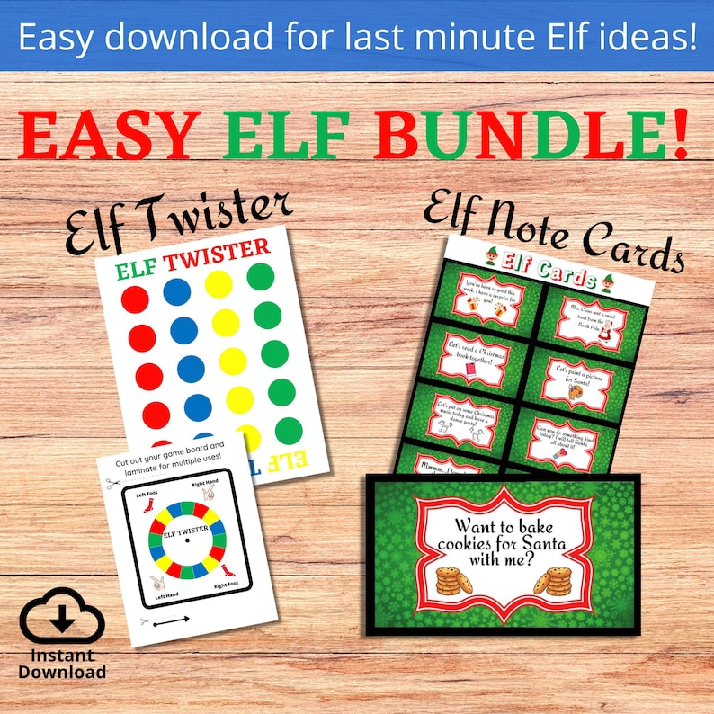 Easy Elf Ideas, Elf Twister Printable Game, Elf Game Printable ...