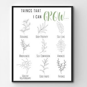 Self Growth Printable, Mindfulness Art, Growth Mindset Poster, Mental Health Poster, Therapy Office Decor, Counselor Office Decor, CBT Print