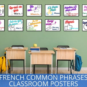 French Posters - French common phrases posters - France classroom art - Affiches francais svp - French Class - French resource - France