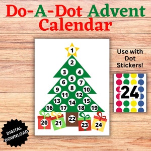 Printable Advent Calendar, Christmas Countdown Activity, Kids do-a-dot Printable, Advent Calendar Activity For Toddlers, Learn to Count Kids