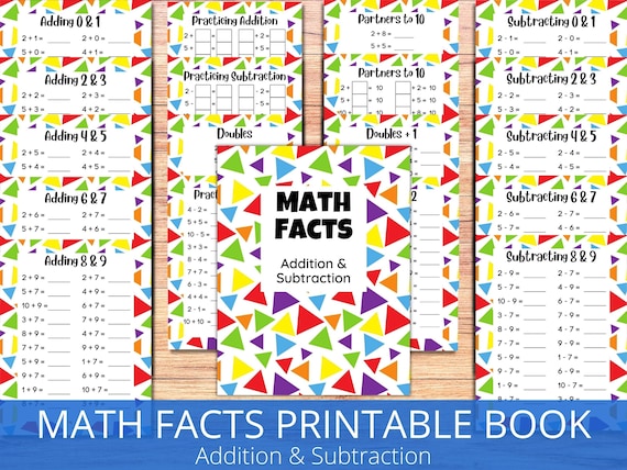 Addition and Subtraction Math Facts, Elementary Math Practice Pages, Printable Workbook, Homeschool Math Worksheet, Add Subtract worksheets