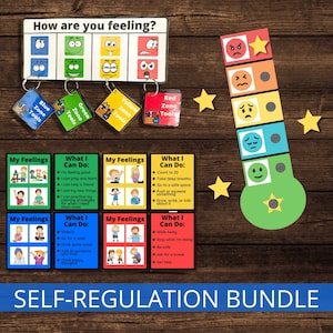 Selbstregulierungszonen BUNDLE, Beruhigungsecken-Werkzeuge, Identifizierung von Emotionen Karteikarten, Autismus-Sehhilfe, ASD-Werkzeuge, ADHD, Schulratgeber